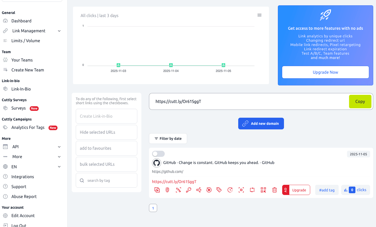 Cutt.ly interface